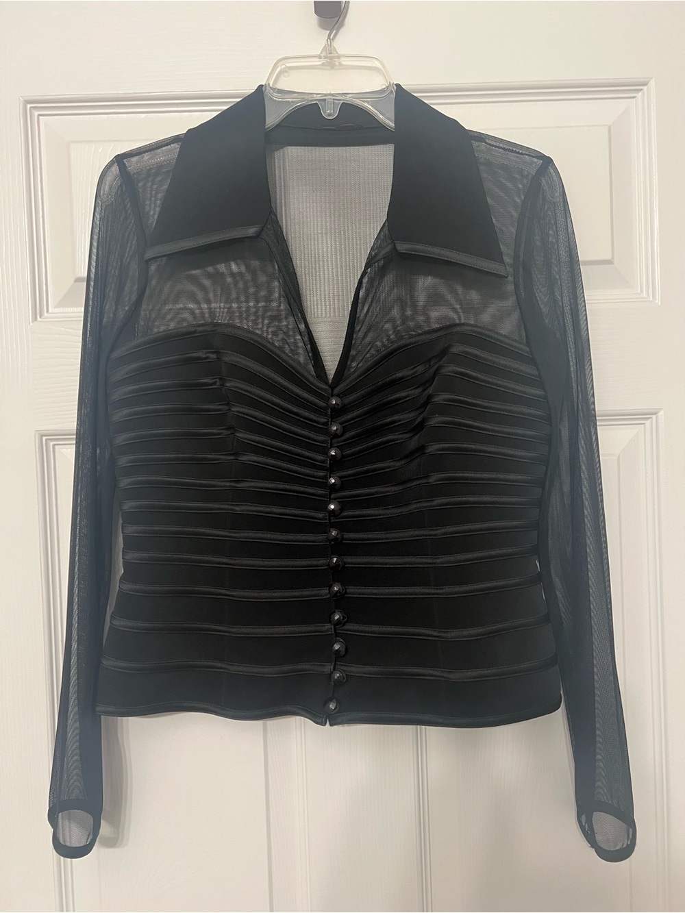 JS Collections Black Sheer Mesh Blouse